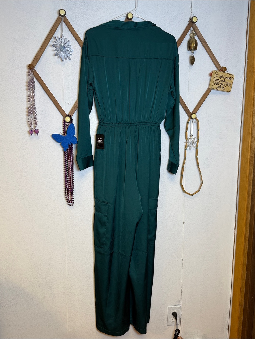 Express Forest Green Long Sleeve Jumpsuit - Picture 10 of 10